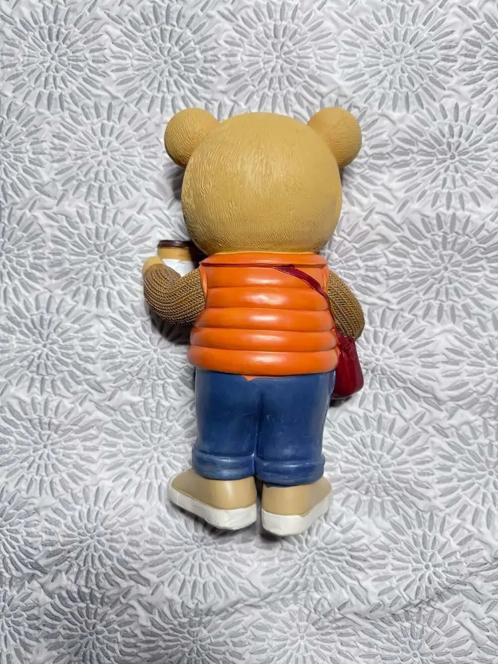 Fall Autumn Resin Bear Wearing Sunglasses Holding Coffee Cup 12” Figurine